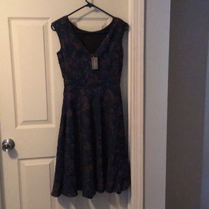 Blue/gold sleeveless dress